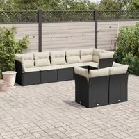 Set Divani da Giardino con Cuscini 8 pz Nero in Polyrattancod mxl 90115