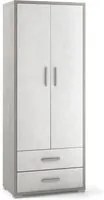 Armadio 2 Ante 2 Cassetti 71x182x41 cm Cemento/Ossido Bianco