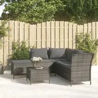 Set Divani da Giardino 4 pz con Cuscini in Polyrattan Grigio 319691