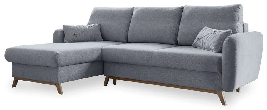Divano letto angolare grigio chiaro, angolo sinistro Scandic Lagom - Miuform