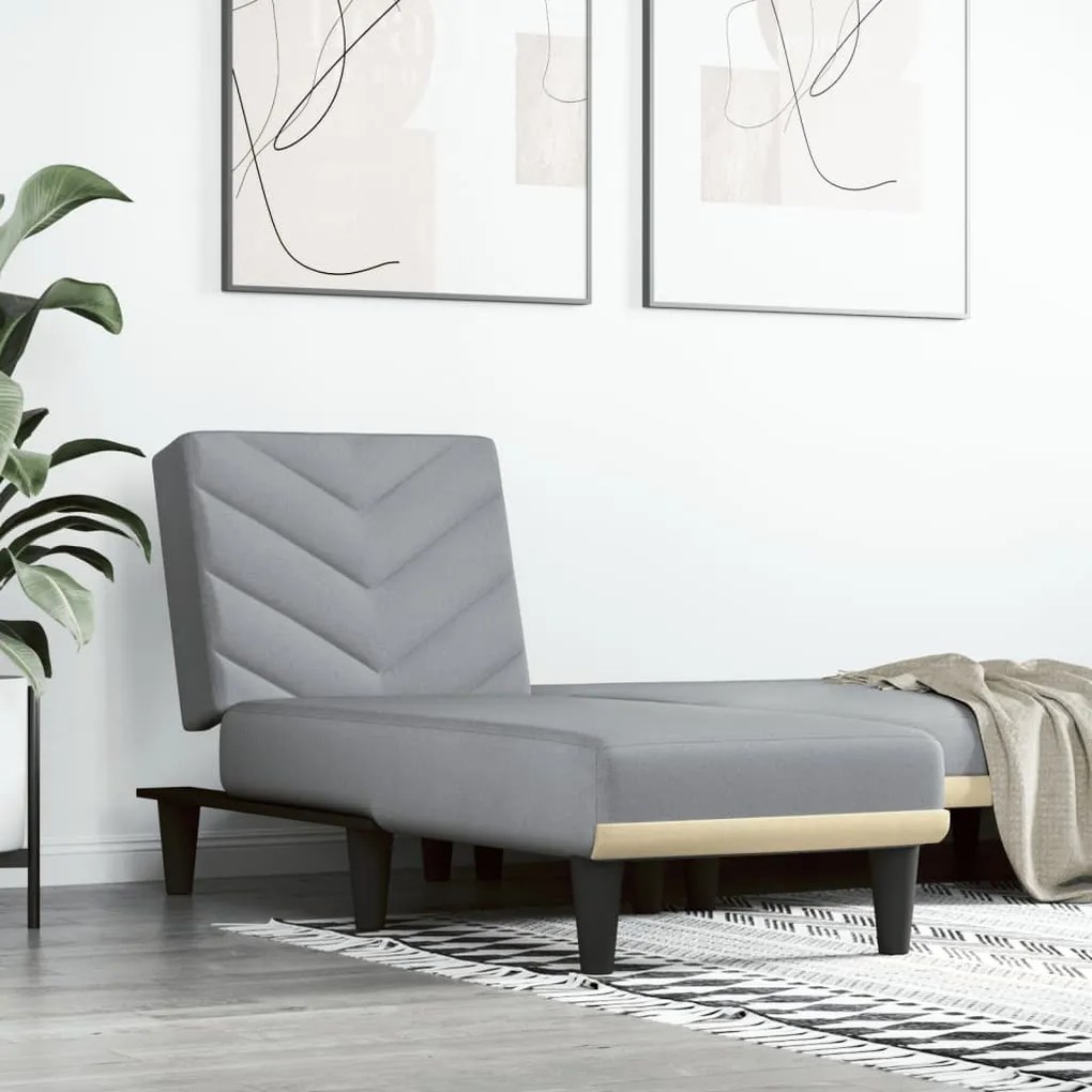 Chaise Longue İn Tessuto Grigio Chiaro /