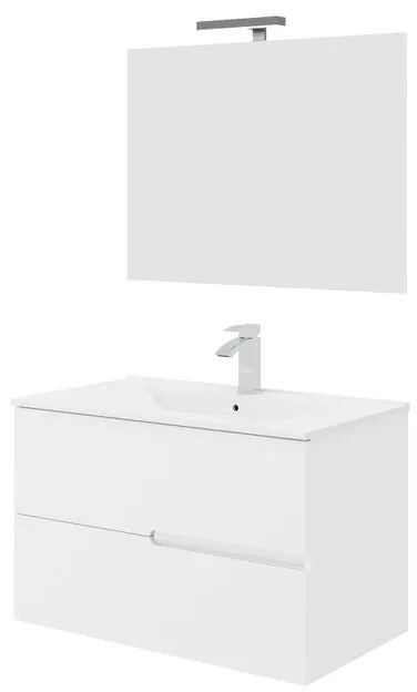 Mobile sottolavabo e lavabo con illuminazione Eva bianco in mdf L 80 x H 51 x P 46 cm 2 cassetti