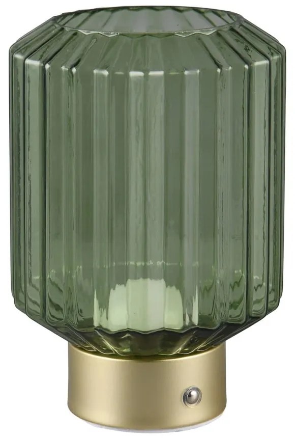 Lampada da tavolo LED dimmerabile in verde e oro con paralume in vetro (altezza 19,5 cm) Lord - Reality