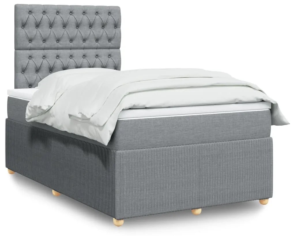 Giroletto A Molle Con Materasso Grigio Chiaro 120x200cm Tessuto /