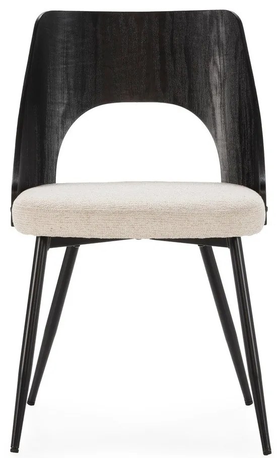 Sedie da pranzo in set nere/color crema in imbottito 2 pz Gilda – MOME