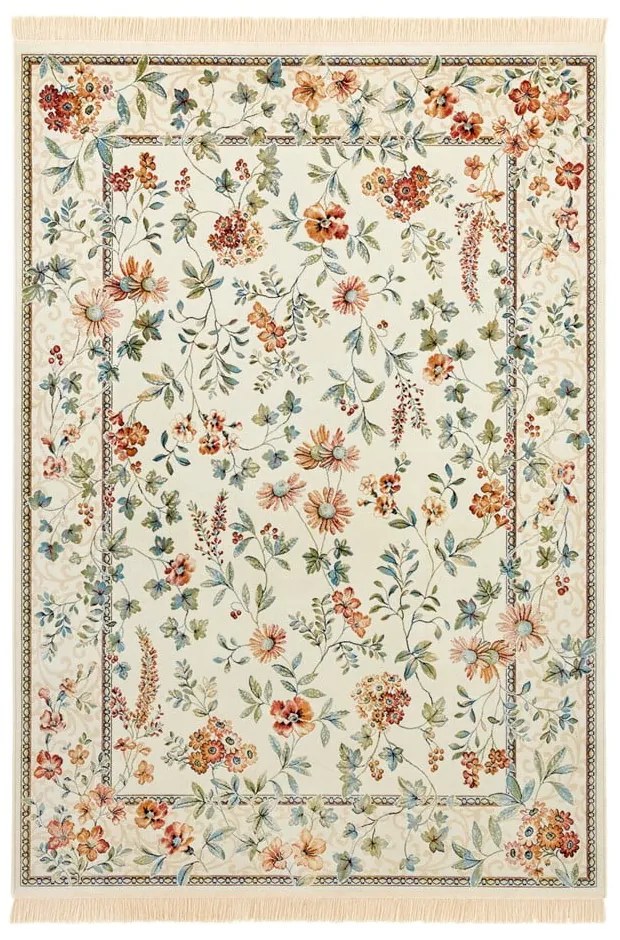 Tappeto in viscosa crema 135x195 cm Oriental Flowers - Nouristan