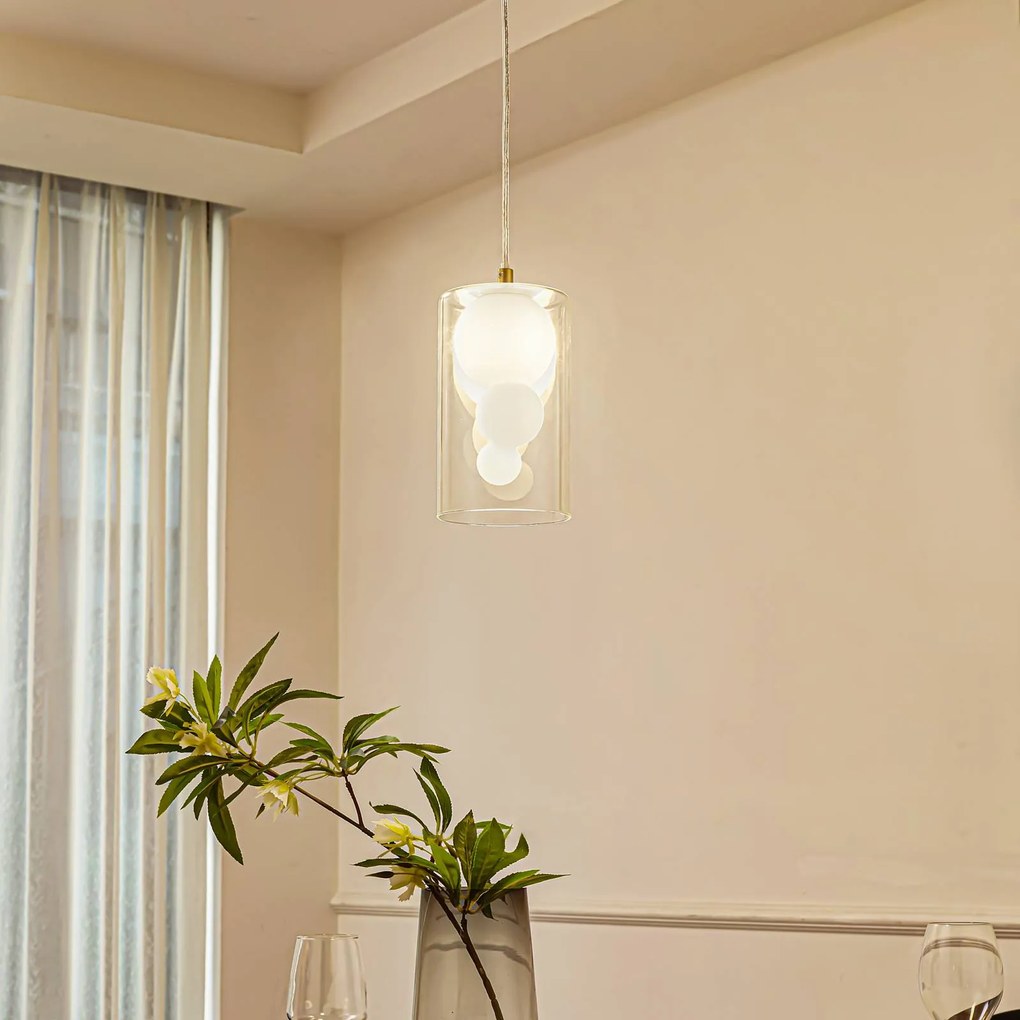 Lampada a sospensione in vetro Kupla Lindby, dimmerabile, Chiaro / Trasparente, Soggiorno / Sala da pranzo, Vetro, Moderno, Lampada a sospensione