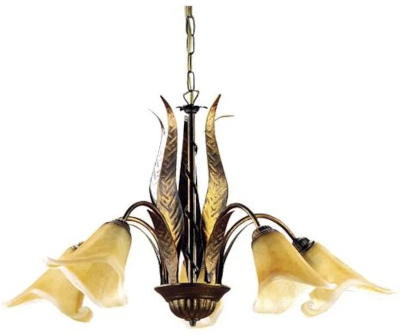 Lampadario Rustico Lampadario Rustico Olga 5x E14 marrone paralume marrone 5x E14