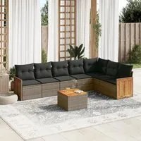 Set Divano da Giardino 8 pz con Cuscini Grigio in Polyrattan 3260121