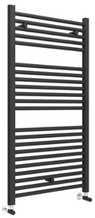 Termoarredo design nero opaco L 60x110 interasse 55 cm con Kit valvole