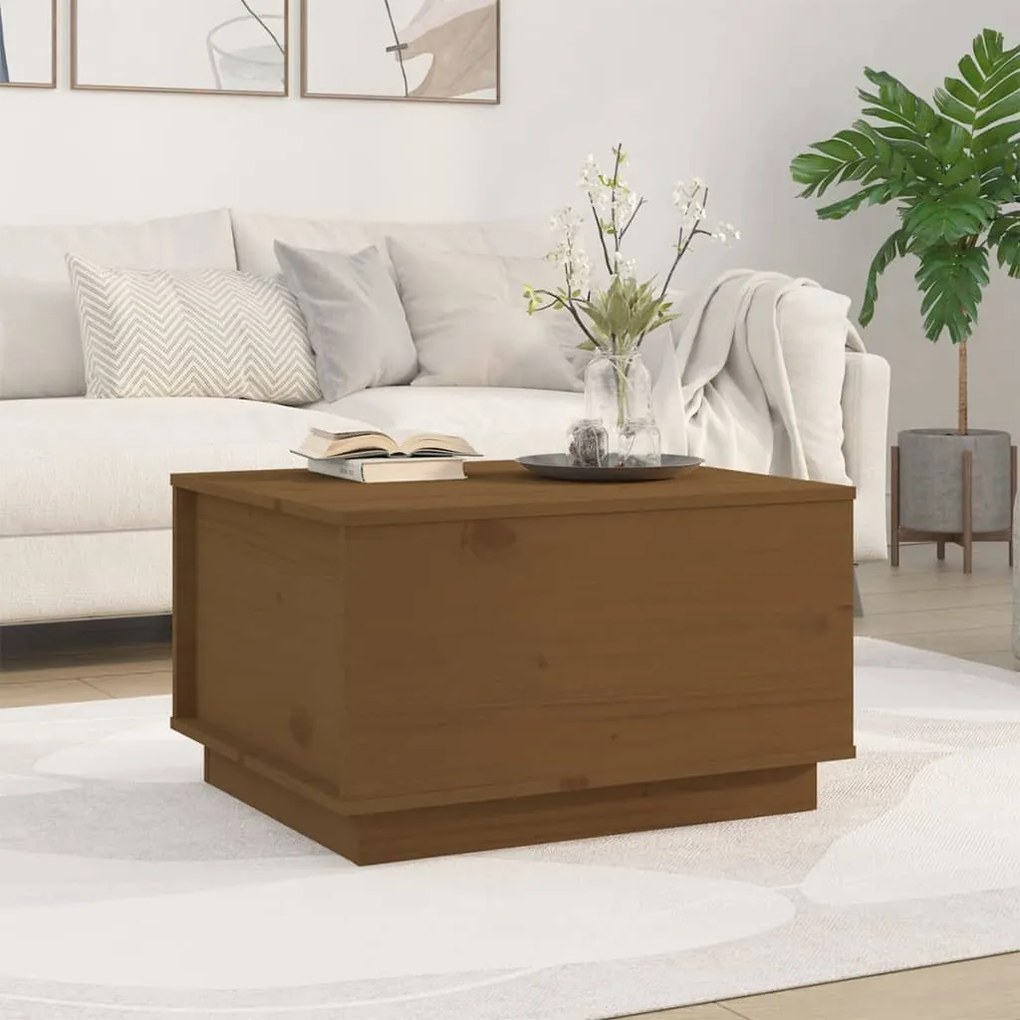 Tavolino Da Salotto Ambra 60x50x35 Cm İn Legno Massello Di Pino /
