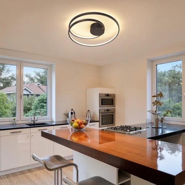 Brilagi- Plafoniera dimmerabile TWISTER LED/48W/230V Ø 50 cm nera + telecomando