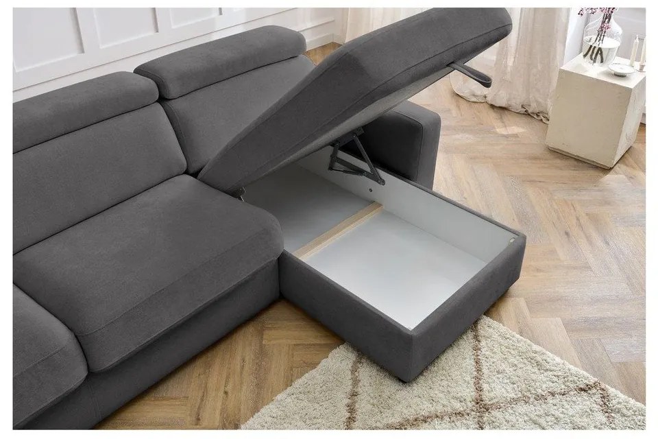 Divano angolare in grigio scuro allungabile (con composizione variabile) Monaco – Bobochic Paris