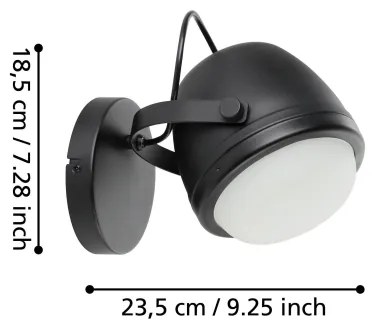 Eglo 390081 - Applique UPANEMA 1xE27/28W/230V nero