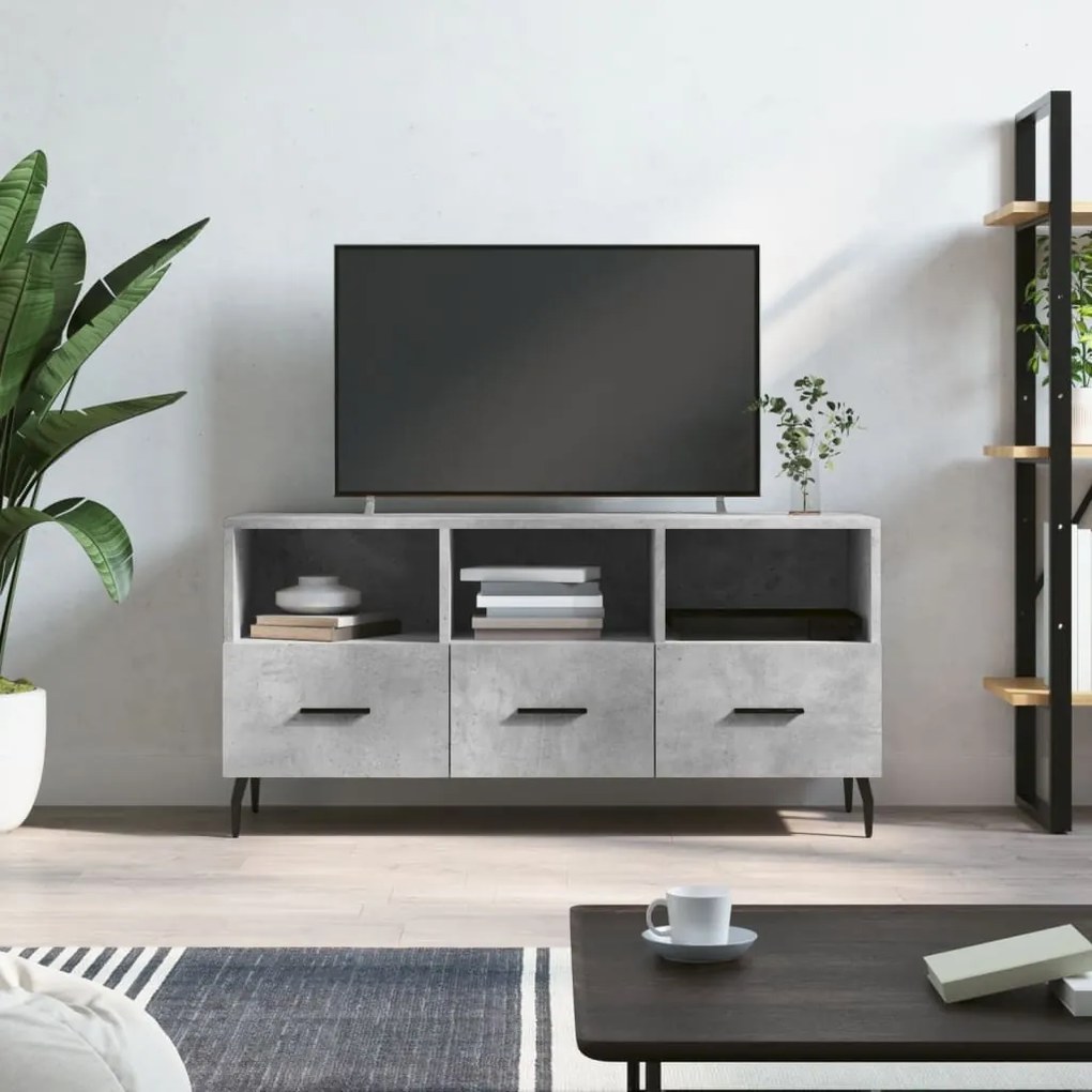 Mobile porta tv grigio cemento 102x36x50 cm legno multistrato