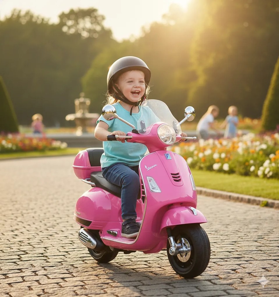 Piaggio Vespa GTS Elettrica 12V con Bauletto per Bambini Rosa...