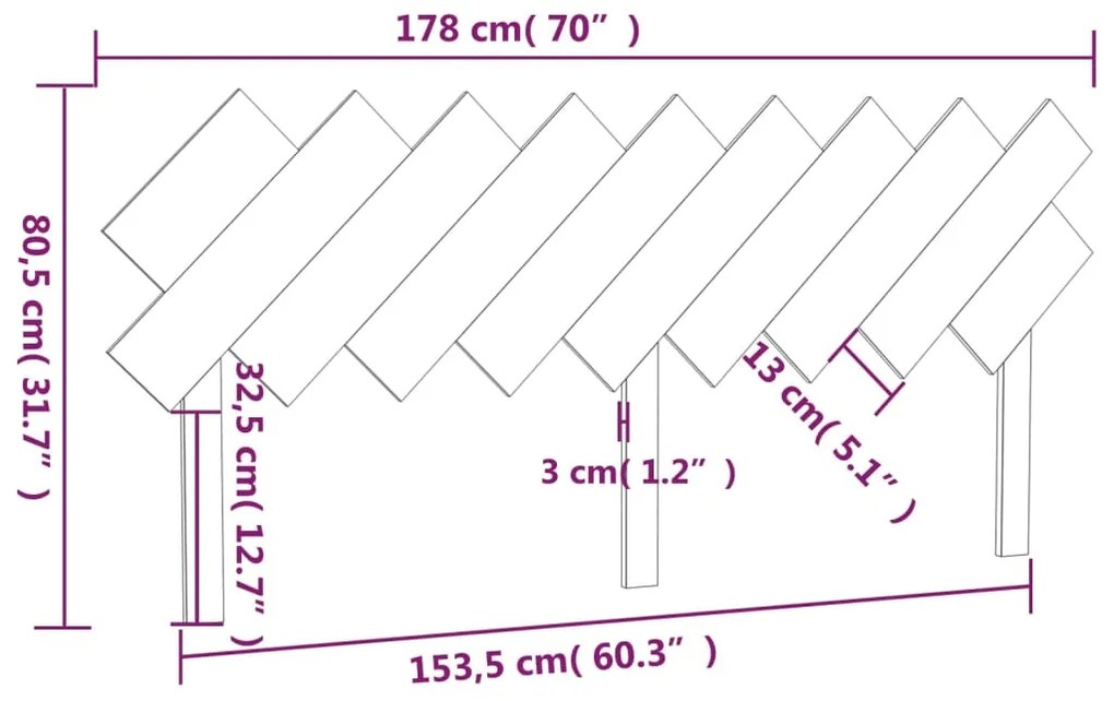 Testiera per Letto Grigio178x3x80,5cm in Legno Massello di Pino