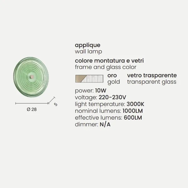 Applique LED JOKEY D28 cm in metallo e vetro decorato Trasparente