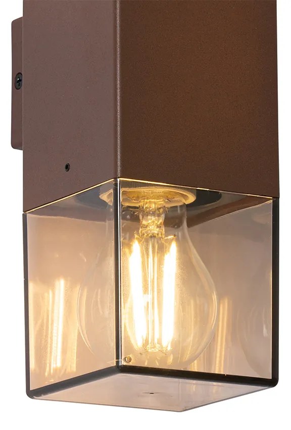 Lampada da parete per esterni marrone ruggine con paralume fumé 2 luci IP44 - Denmark