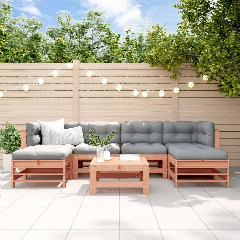 Set salotto da giardino 7 pz in legno massello di douglas