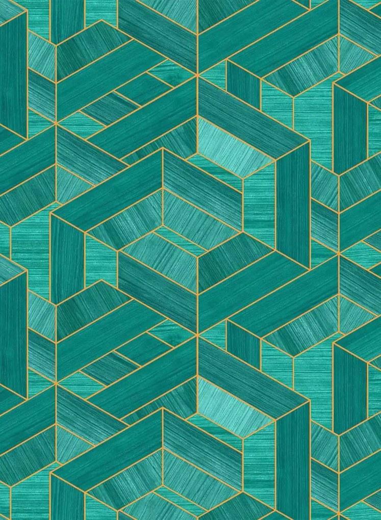 Coordonne Tapete Hexagon - Aqua