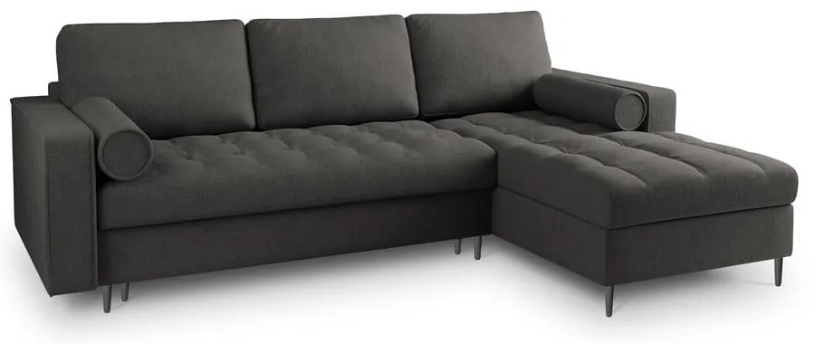 Divano letto angolare grigio scuro, angolo destro Santo - Milo Casa