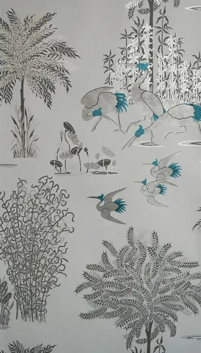 Osborne & Little Carta da parati Jagmandir - Grey/ Silver