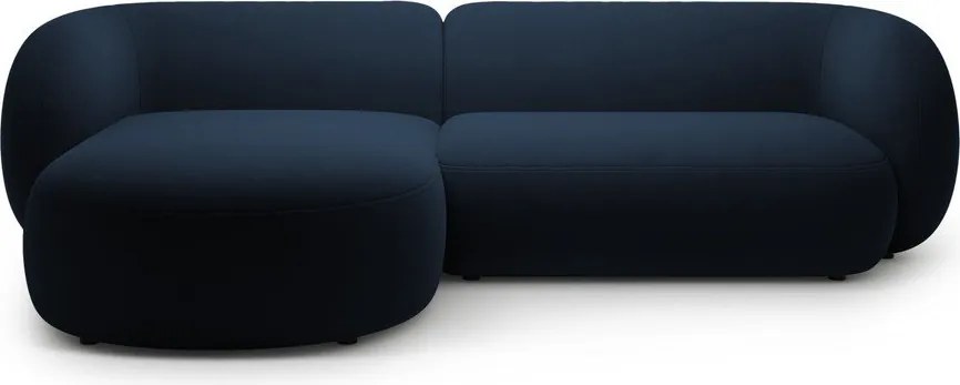 Divano angolare blu (con penisola a sinistra/con chaise lounge) con rivestimento in velluto Kate – Micadoni