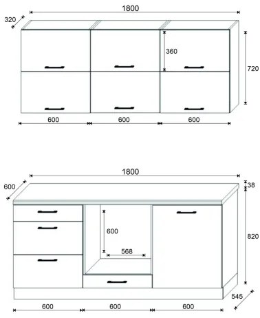 Cucina ELISE 180 cm grafite