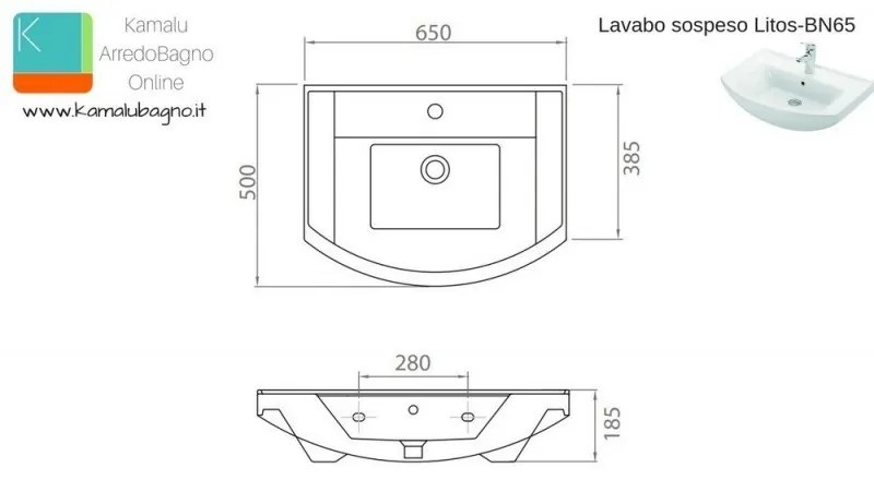 Kamalu - mobile bagno a terra 65 cm con 2 ante bn-65at