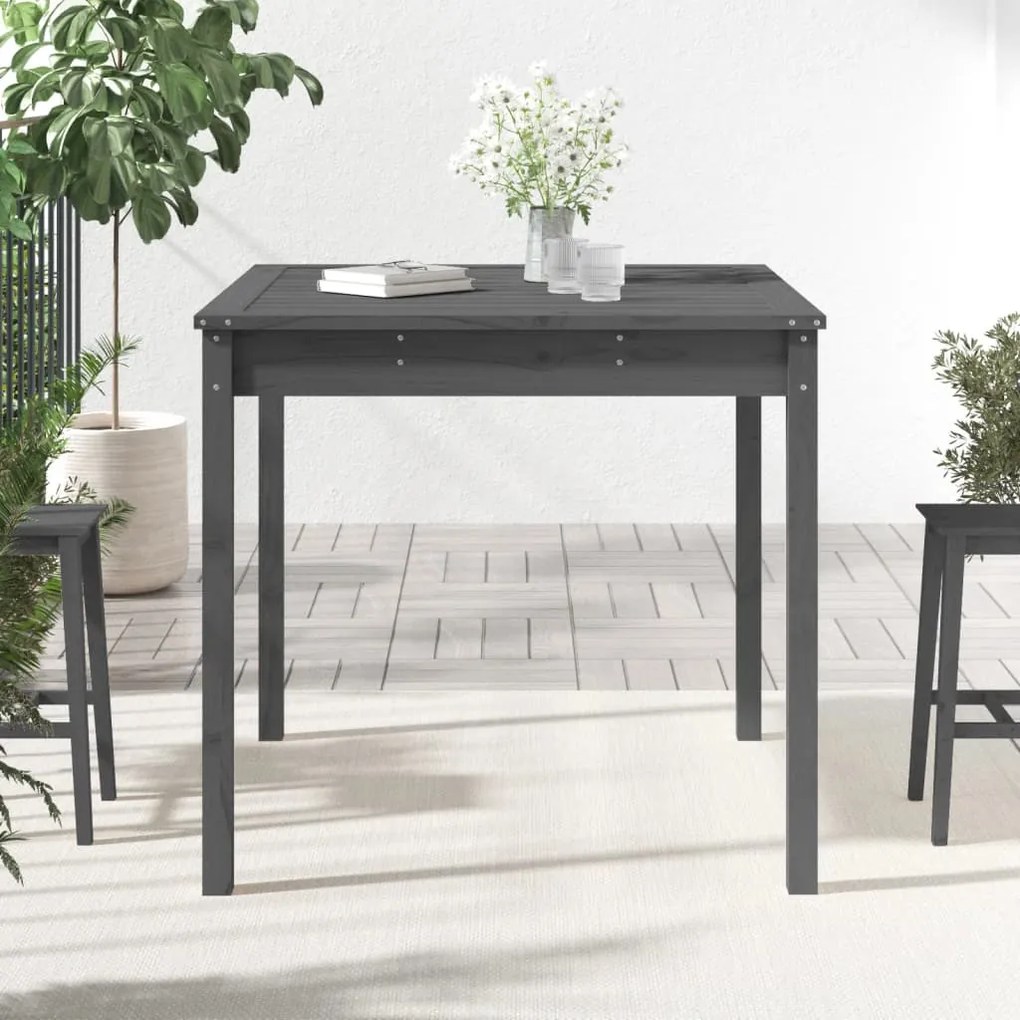 Tavolo da giardino grigio 82,5x82,5x76 cm legno massello pino