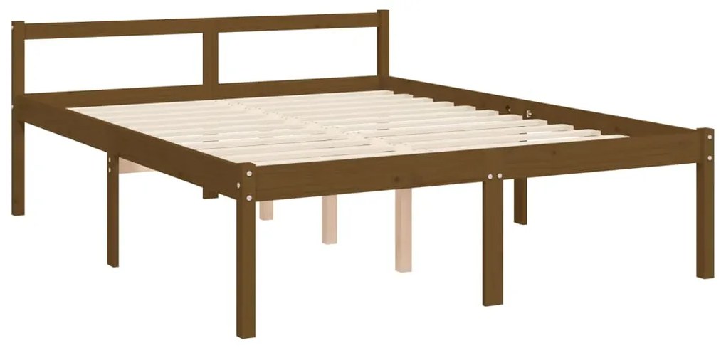 Letto per Anziani con Testiera Miele 140x190 cm Legno Massello