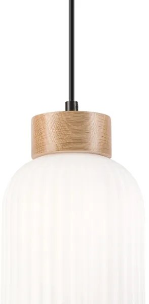 Lampadario a sospensione con filo HARMONY 1xE27/15W/230V diametro 14 cm bianco/quercia