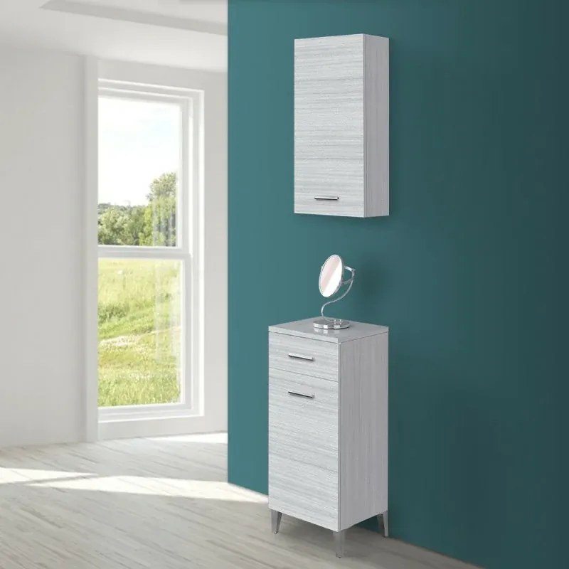 Pensile bagno sospeso 35 cm grigio con ripiano regolabile Desya