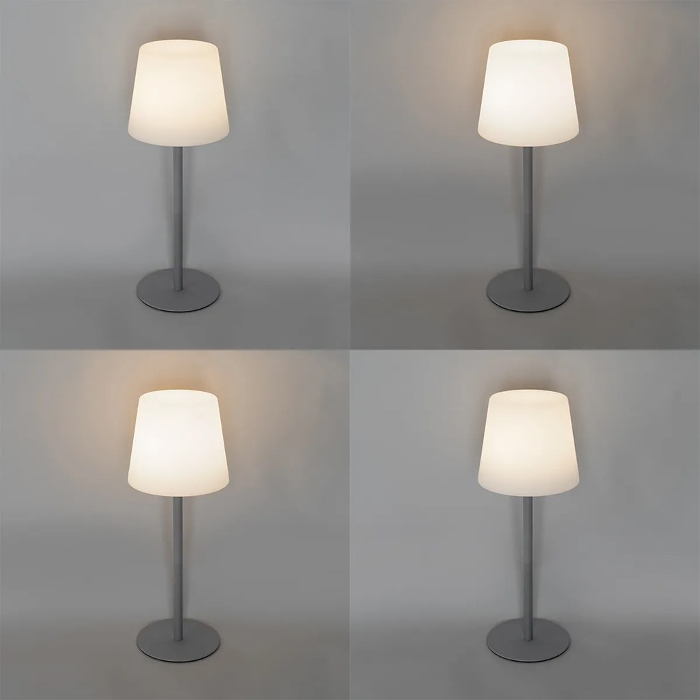 Lampada da tavolo grigia ricaricabile con LED e dimmer IP54 - Jude