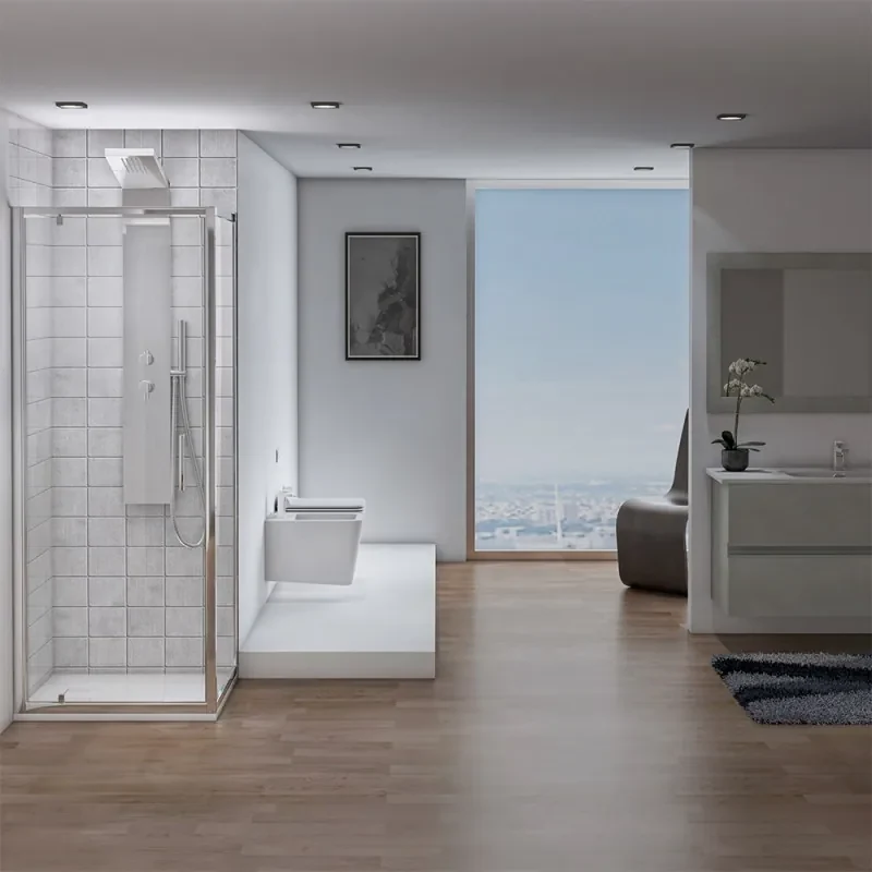 Box doccia angolare 70x70 cm con porta battente in cristallo trasparente Ted