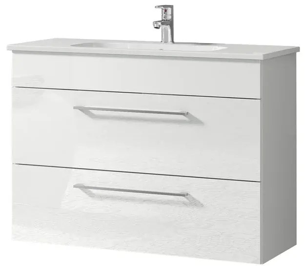 Mobile sottolavabo e lavabo Giò per vasca centrale laccato bianco L 81 x H 61.5 x P 40 cm 2 cassetti