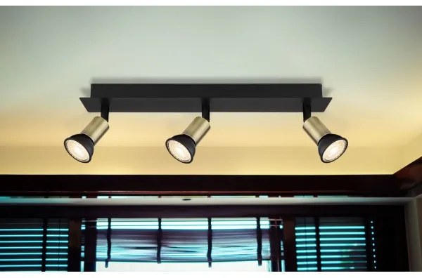 Globo 57998-3B - Faretto DREW 3xGU10/35W/230V nero/ottone