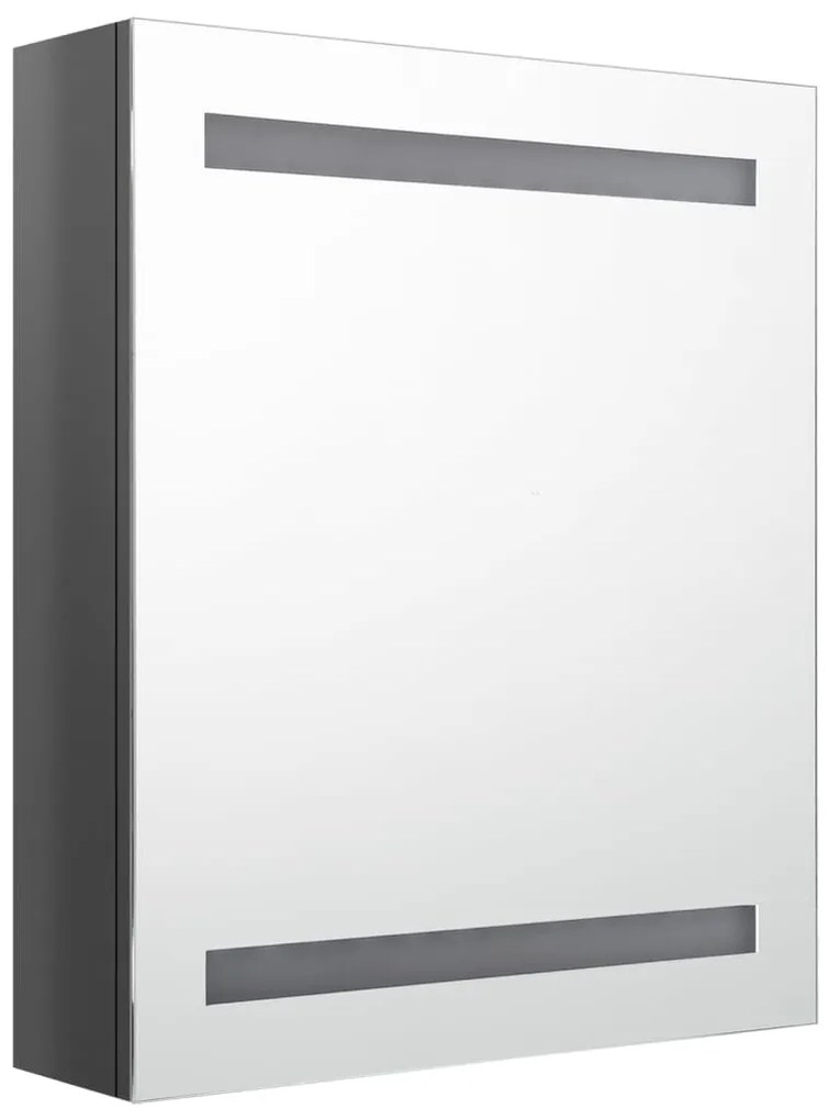 Armadietto bagno con specchio e led grigio lucido 50x14x60 cm