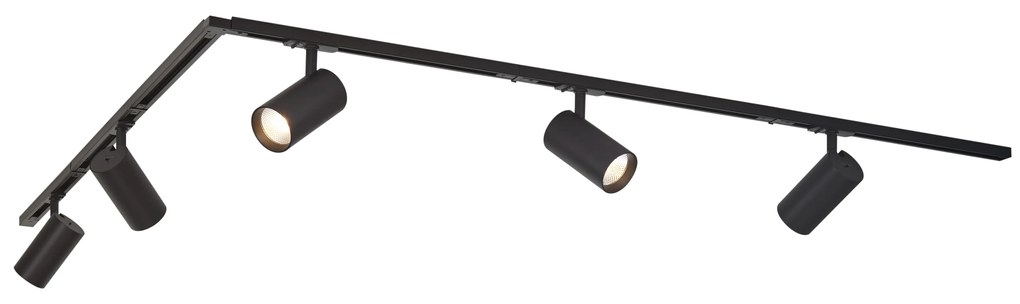 Sistema di illuminazione a binario moderno con 5 faretti nero 1 fase - Iconic Mark