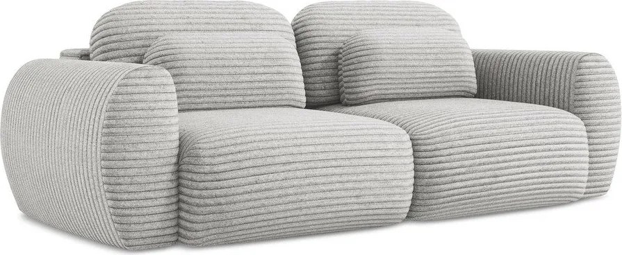 Divano grigio chiaro allungabile/con contenitore con rivestimento in velluto a coste 266 cm Kini – Makamii