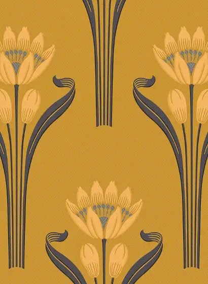 Isidore Leroy Carta da parati Tulipes - Jaune