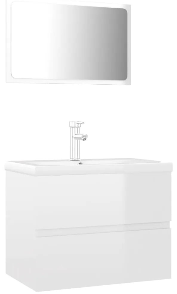 Set mobili da bagno bianco lucido in truciolato