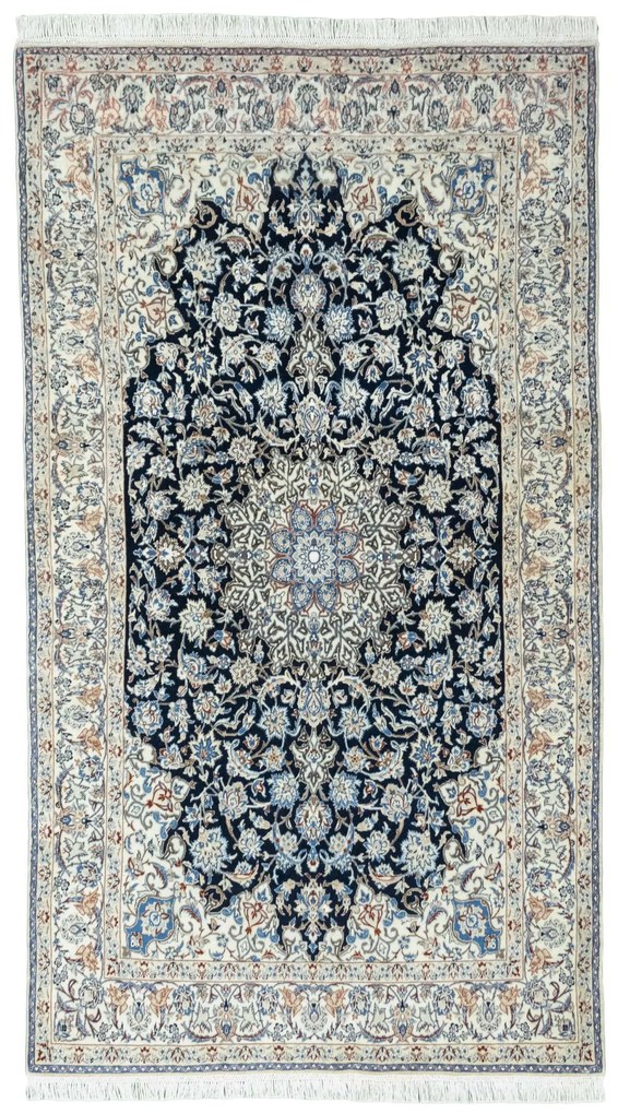Nain Tappeto persiano 200 x 110 Blu (Iran) Annodato A Mano