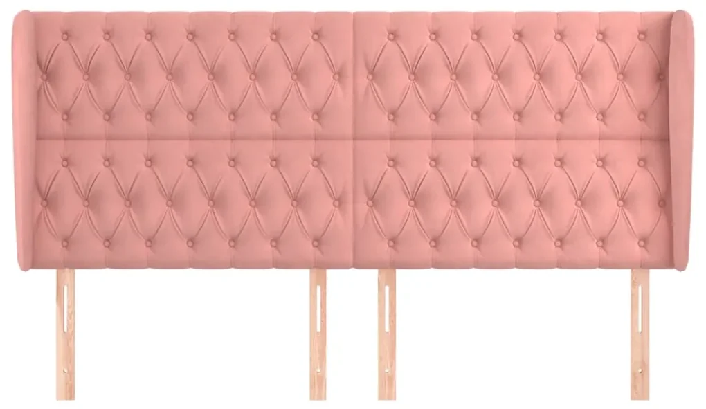 Testiera ad orecchio rosa 203x23x118/128 cm in velluto