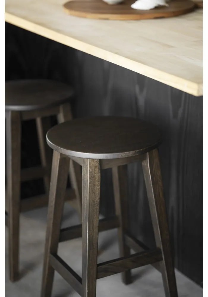 Set di sedie da bar marrone scuro in rovere massiccio 2 pz (altezza della seduta 65 cm) Austin – Rowico