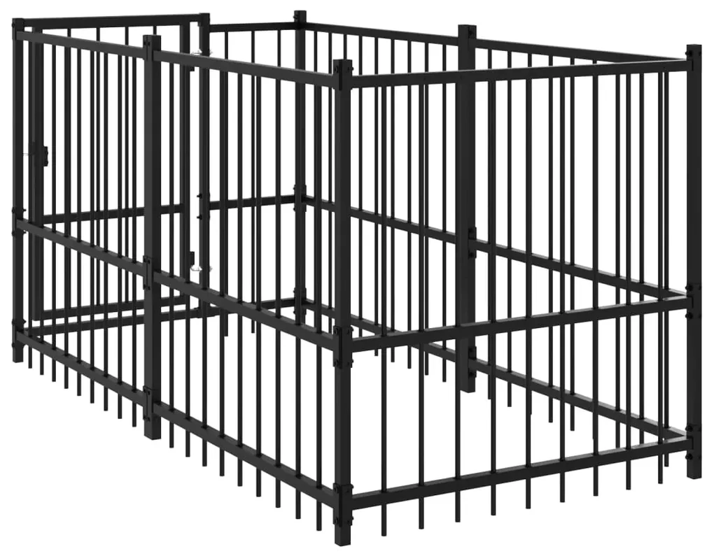 Gabbia per cani nera 193,5x97x100 cm in acciaio