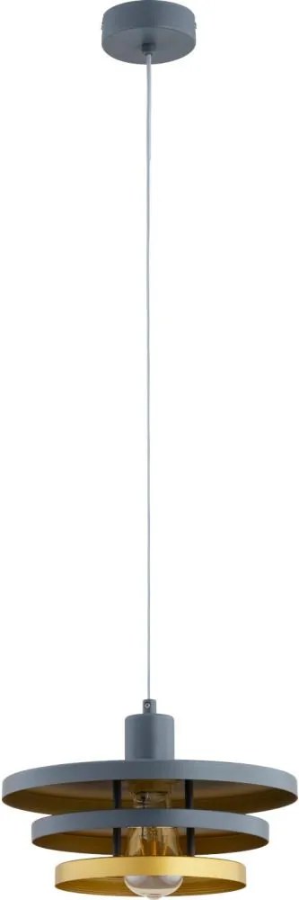 Lampada a sospensione con cavo ALANA 1xE27/15W/230V grigio/oro