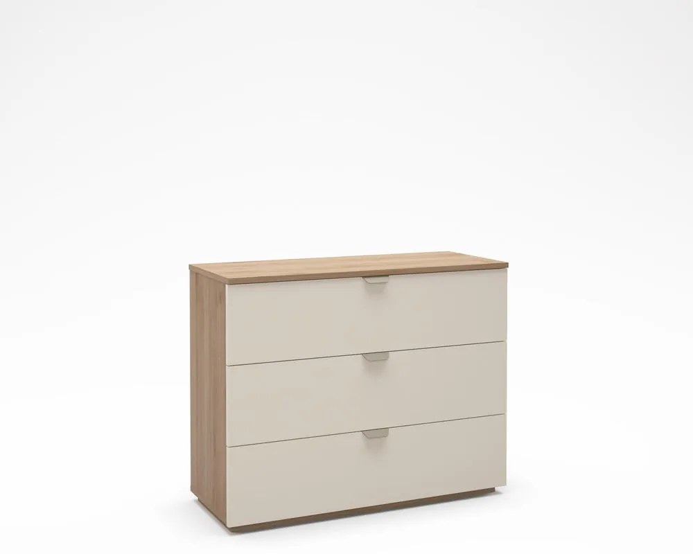 Cassettiera effetto rovere in colore crema-naturale 100x80x40 cm Dennis - Marckeric