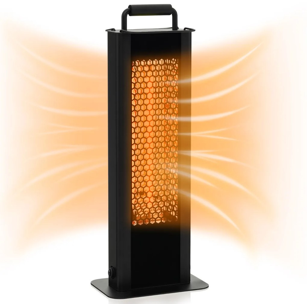 Costway Riscaldatore elettrico da 1200w con protezione contro ribaltamento surriscaldamento, Riscaldatore a doppia faccia Nero